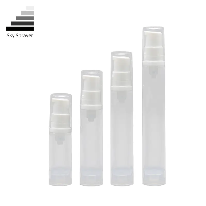Sky Sprayer - 5ml 10ml 12ml 15ml eco friendly clear transparent PET plastic airless lotion pump bottle with white lotion pump Airless Bottle 1
