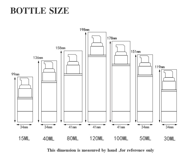 15ml 30ml 40ml 50ml 80ml 100ml 120ml white PP airless pump bottles airless bottle for lotion cream