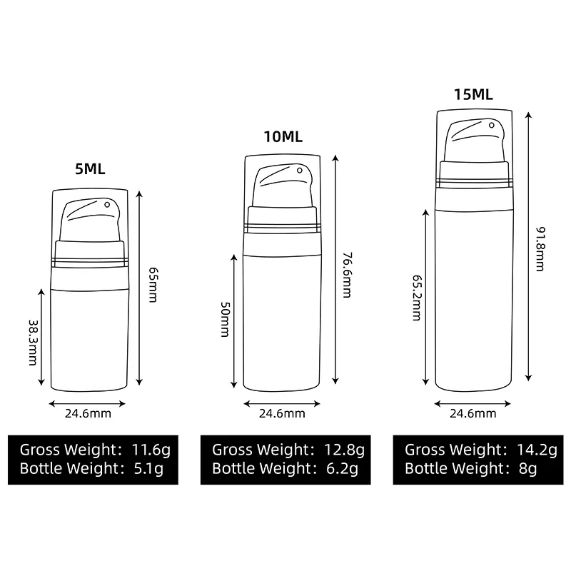 Wholesale Airless Cosmetic Bottles - Precision Finish 5ml 10ml 15ml 4
