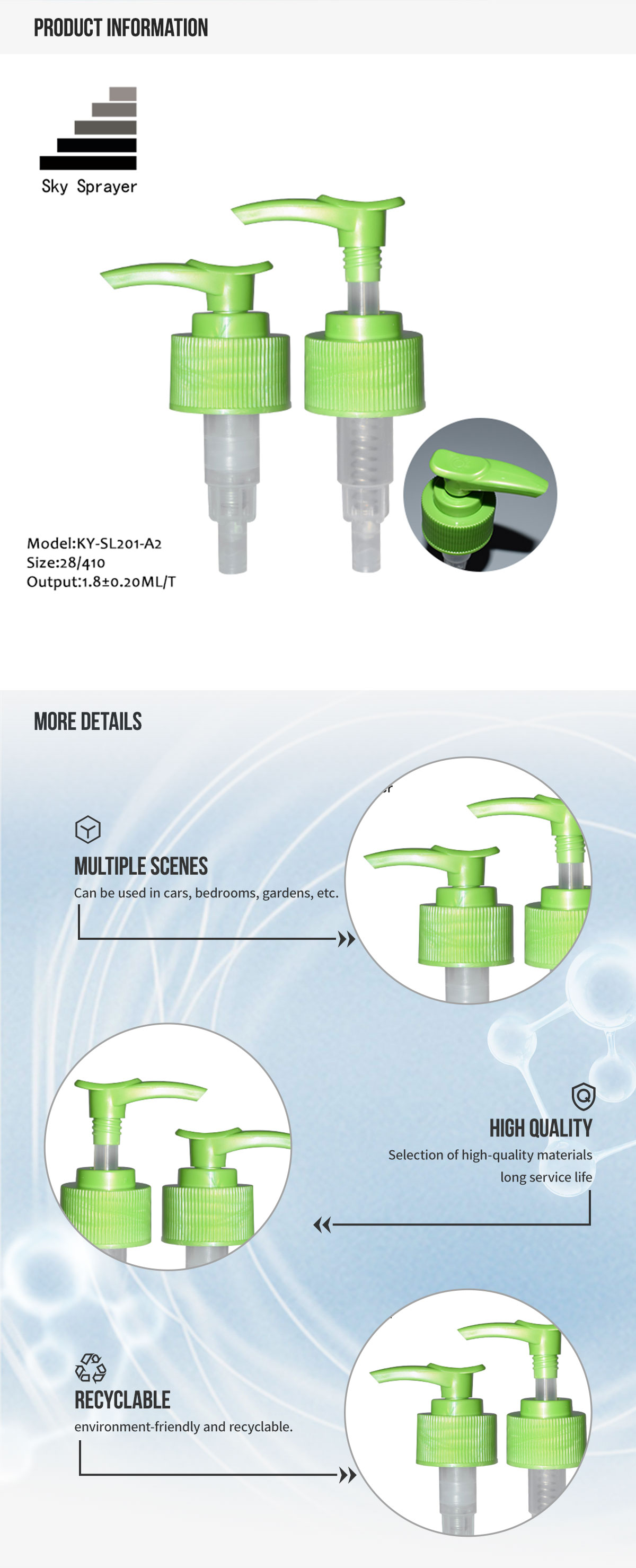 Sky Sprayer - 28/410 Atractivas botellas botella bomba de loción Bomba de loción 4