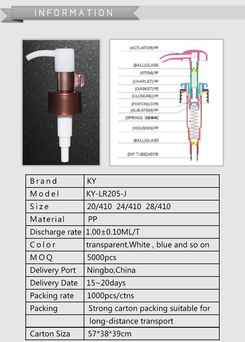 Quality thread decorative lotion dispenser plastic lotion pump