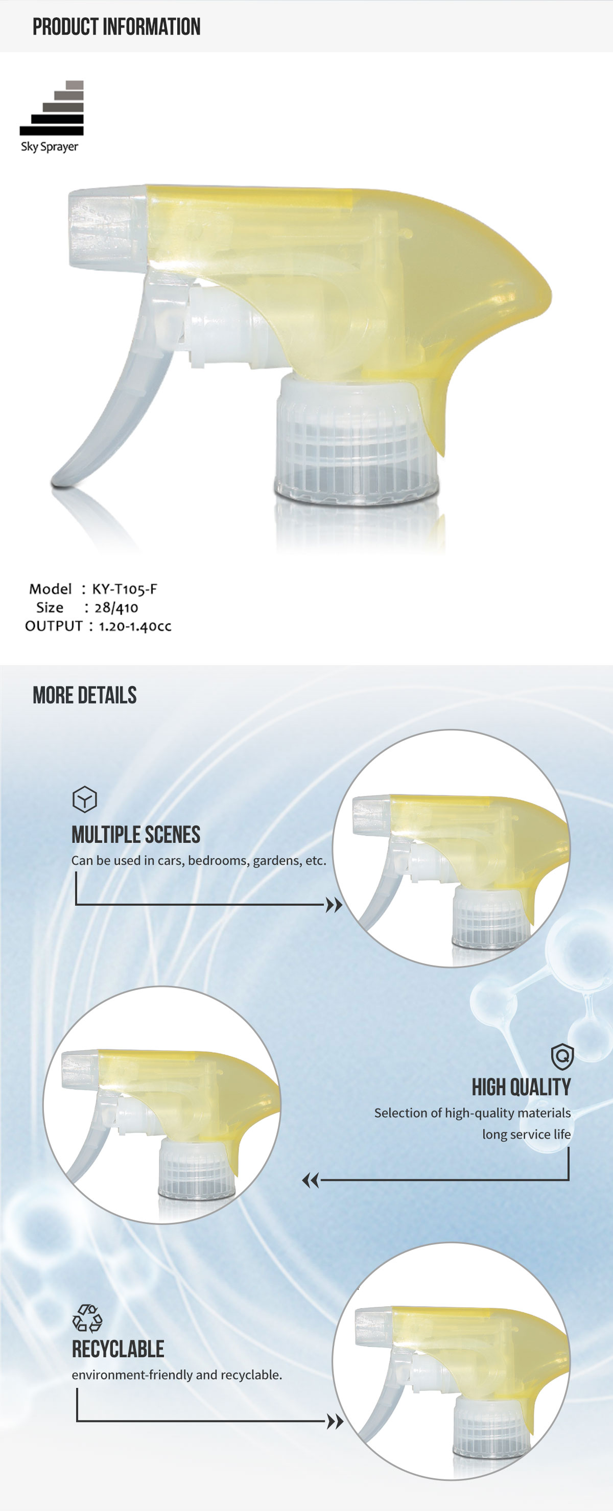 Sky Sprayer - Eco-friendly Garden Irrigation 28mm Plastic Trigger Sprayer All plastic trigger sprayer 4