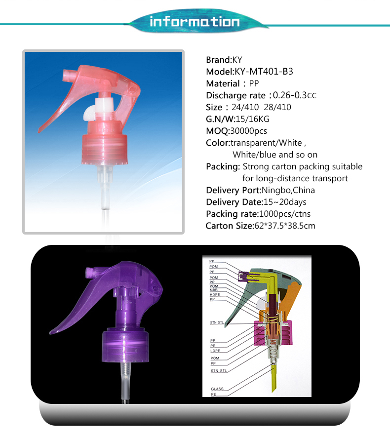 Promotion easy carry trigger spray for bottle