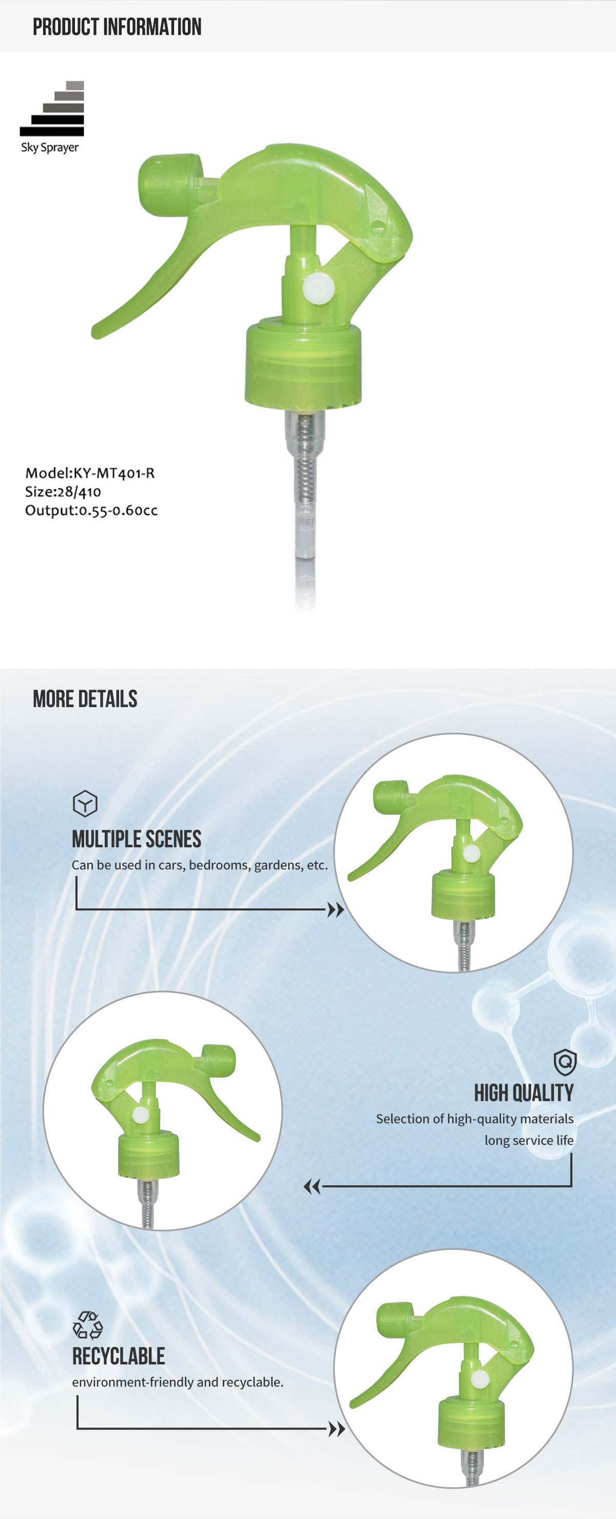 Распылитель Sky Sprayer - Индивидуальный заказ, горячий дизайн, бытовой, пенный, садовый, мини-распылитель для бутылок, распылитель-распылитель с распылителем, ручной, с водяным насосом, пластиковый, курковый, мини-распылитель с курком 9
