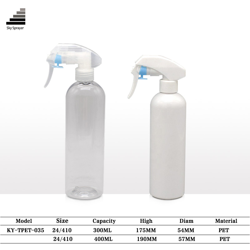 300ml 400ml Transparent and White Cosmetic Packaging PET Plastic Spray Bottle