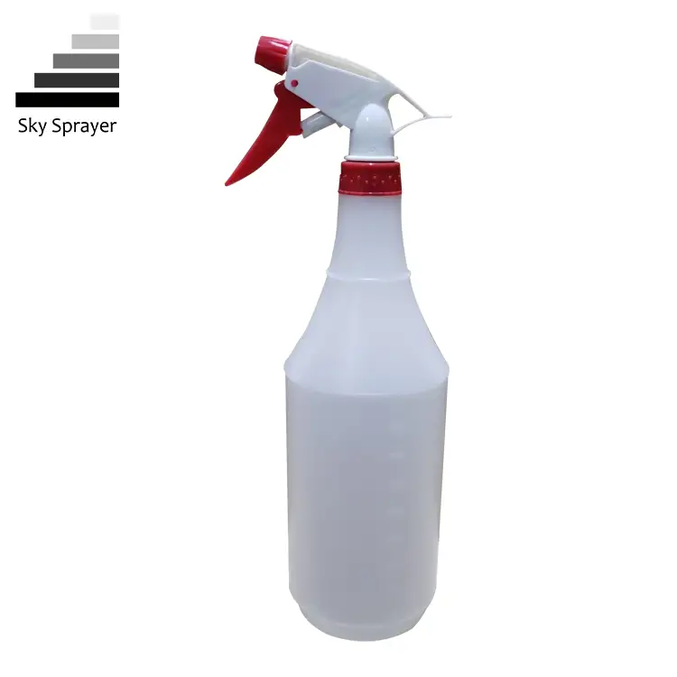Sky Sprayer - Customized 1L White PE Empty Plastic Bottles With Sprayer Trigger Regular Trigger Sprayer 1