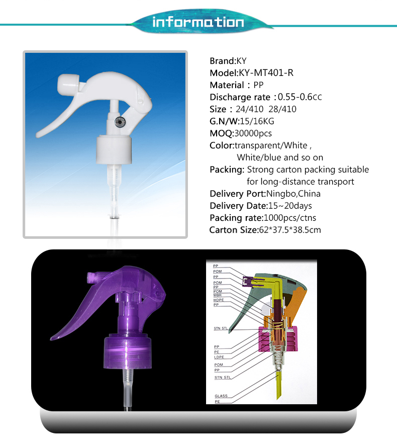 Wholesale good quality white agriculture mini trigger pump sprayer