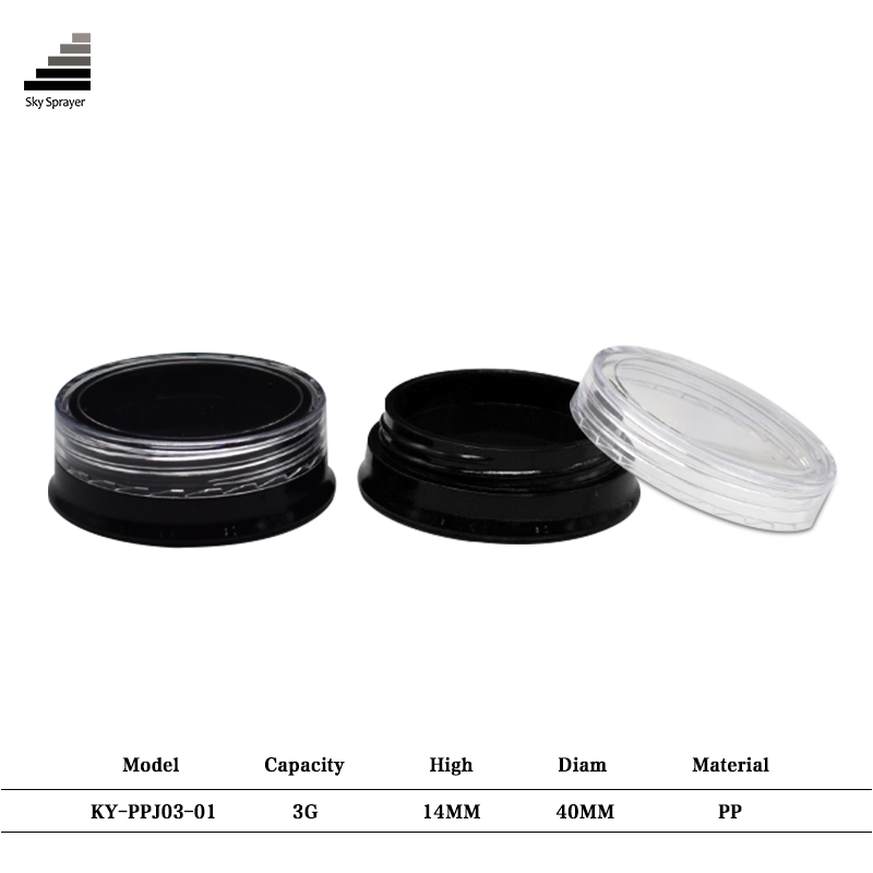 Top Quality Black 3G Cosmetic Packaging Plastic Cream Sample Container Jar