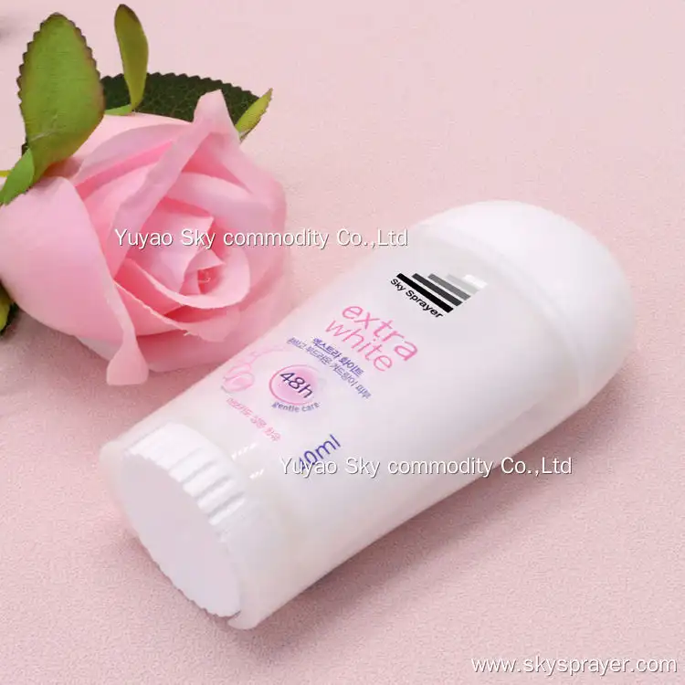 Wholesale 40 ml Plastic white plastic deodorant Essential Oil roll on bottle with roller ball 1
