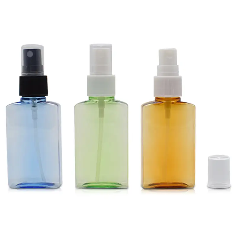 Sky Sprayer - Botella PET cuadrada de 50 ml, rellenable, con color personalizado y bomba pulverizadora. 1