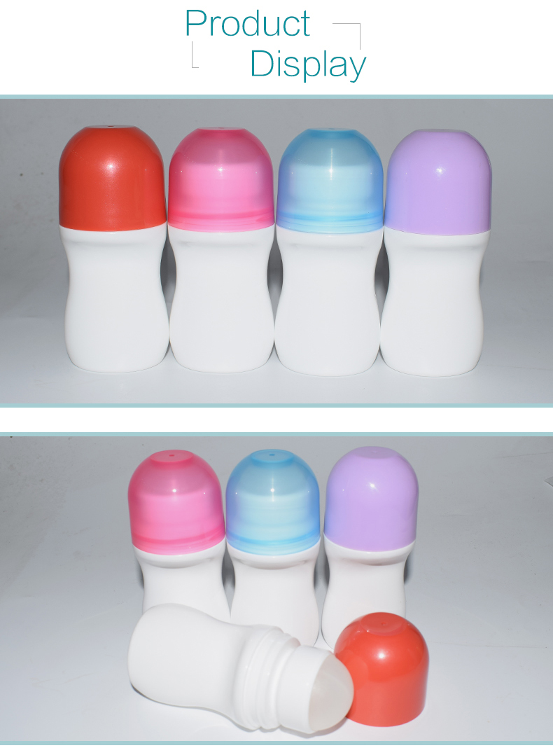 Hot sale cosmetic plastic PP 50ml deodorant roll on bottle