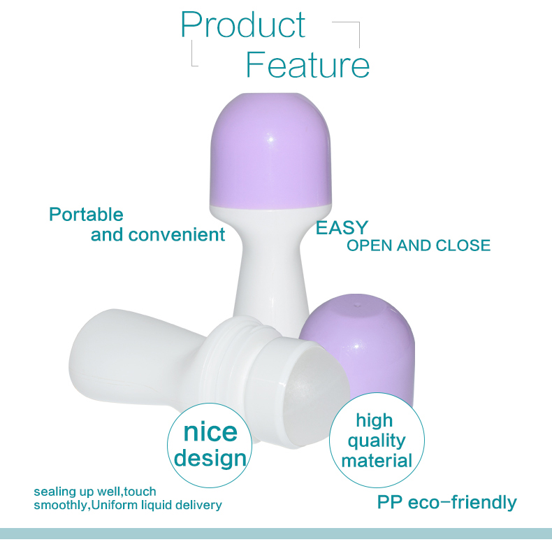 Hot sale cosmetic plastic PP 50ml deodorant roll on bottle