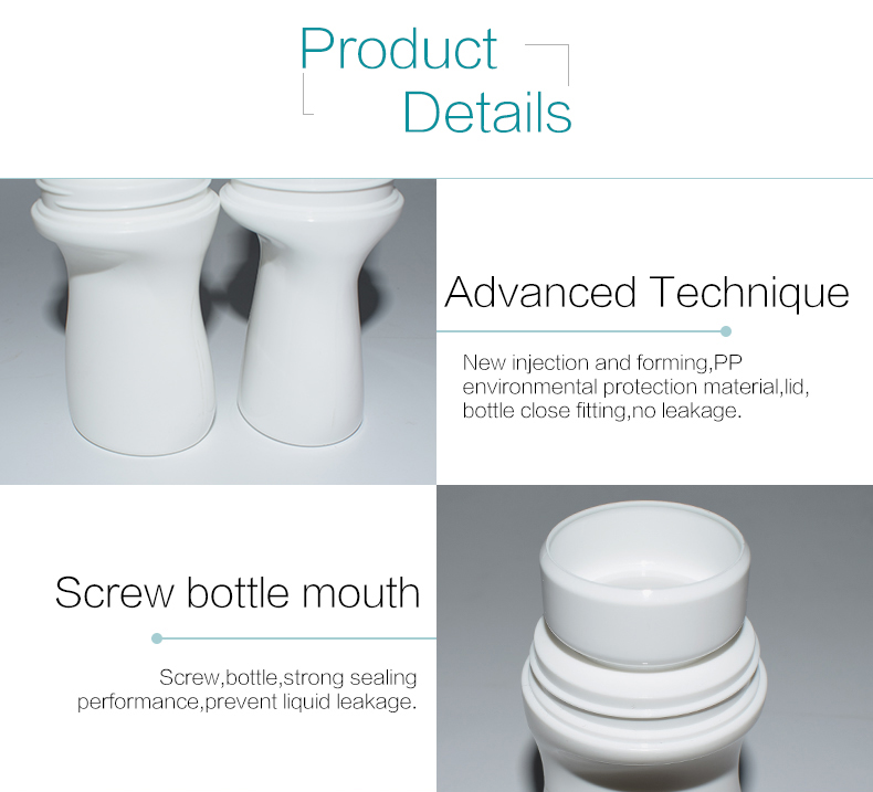 Hot sale cosmetic plastic PP 50ml deodorant roll on bottle