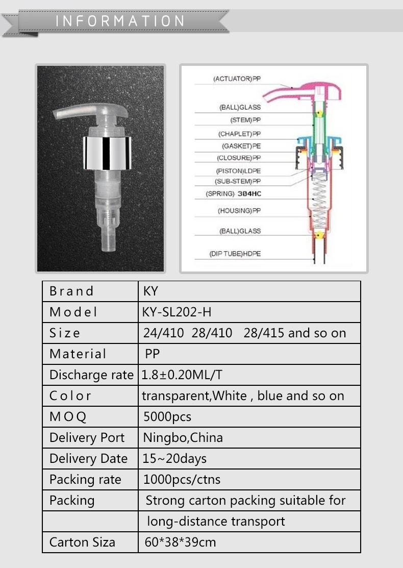Best quality hand dispenser empty bottles lotion pump