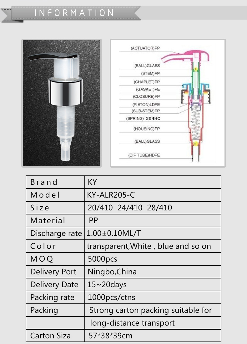 Supplier dispenser plastic lotion pump