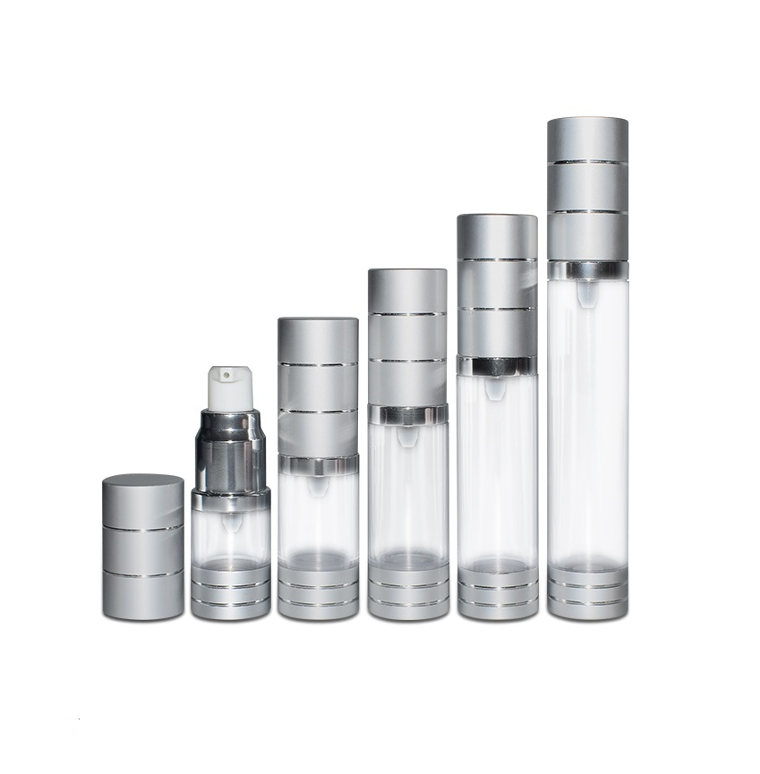 15ml 30ml Luxury Silver Cosmetic Cream Airless Pump Bottles