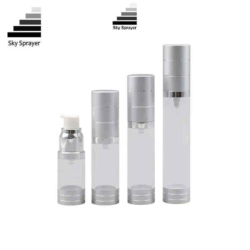 Silver Airless Pump Bottles for Cosmetics – 10-50ml, Anti-Oxidation Design 1