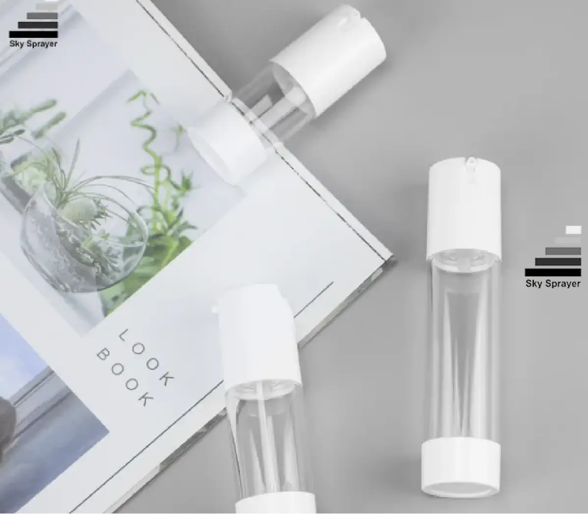 Clear Airless Pump Bottle Set with Silver Over Cap - Ideal for Premium Skincare 1