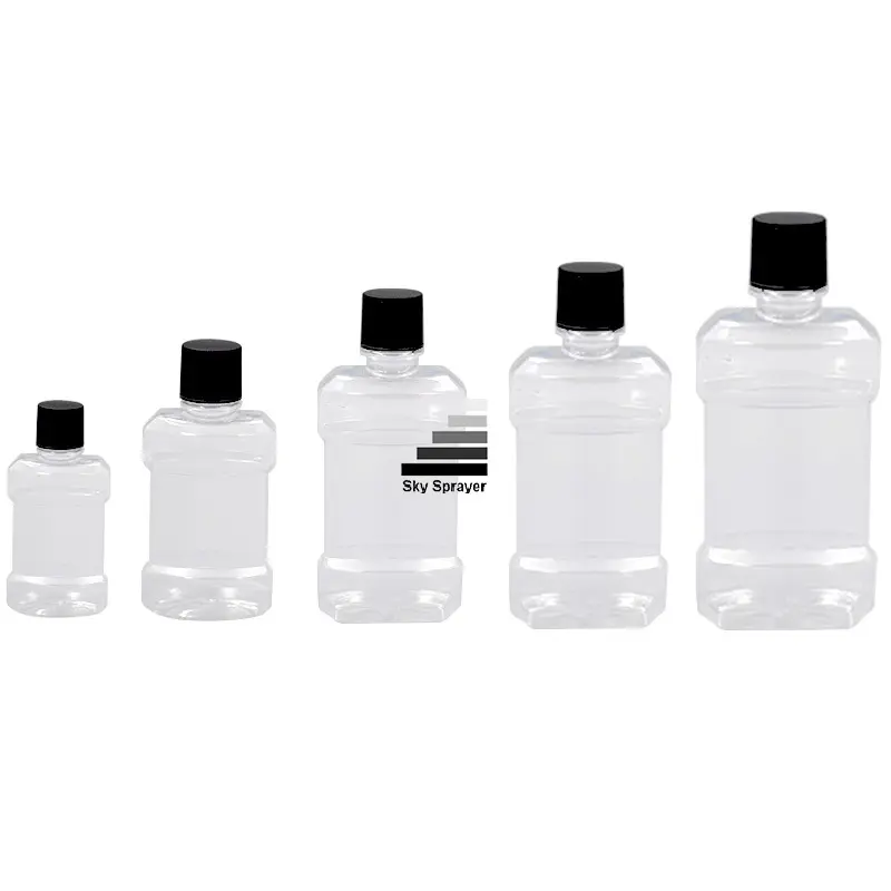 Transparent Plastic Mouthwash Bottles with Lid - Custom Sizes 1