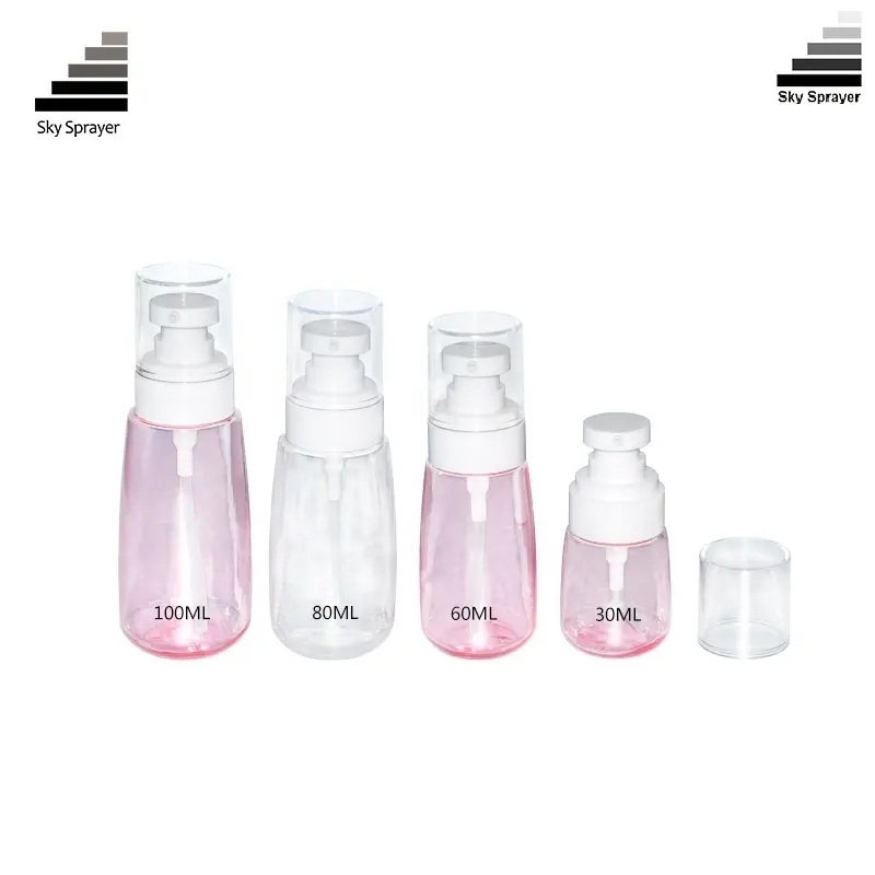 Pink and White Square Cosmetic Bottles - Various Sizes - High Quality 1