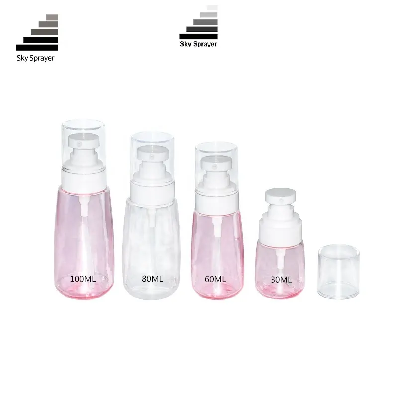 Personal Care Plastic Bottles: Pink & White, Different Capacities 1