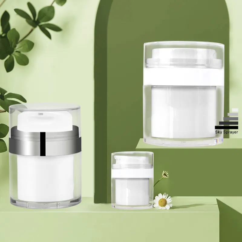 Precision Finish Airless Pump Bottles with Spray Cap - Cosmetic Jar Containers 1
