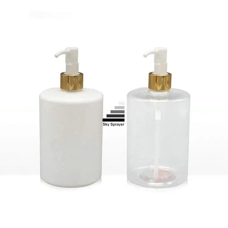 500ml Boston Round White Lotion Pump Bottle - Stable Performance - Factory Direct Sale 1