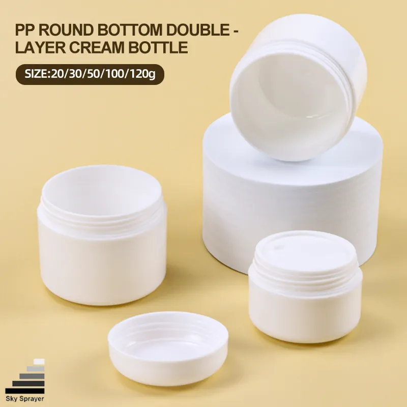 250ml White PP Double-Layer Cream Jar 1