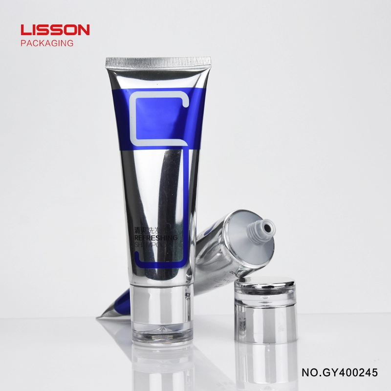 100ml round plastic squeeze tube with acrylic screw cap for shampoo & makeup 1