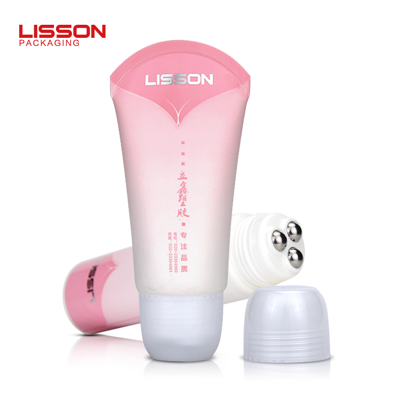 60g empty custom cosmetic massage tube packaging with roller ball for Bust Serum 1