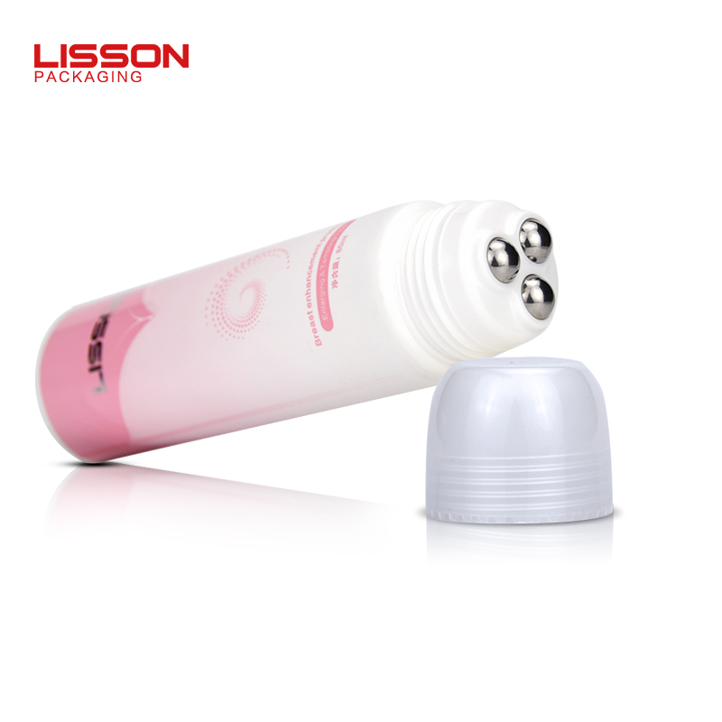 60g empty custom cosmetic massage tube packaging with roller ball for Bust Serum 3