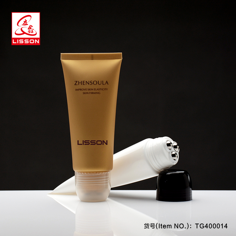 60g empty custom cosmetic massage tube packaging with roller ball for Bust Serum 6