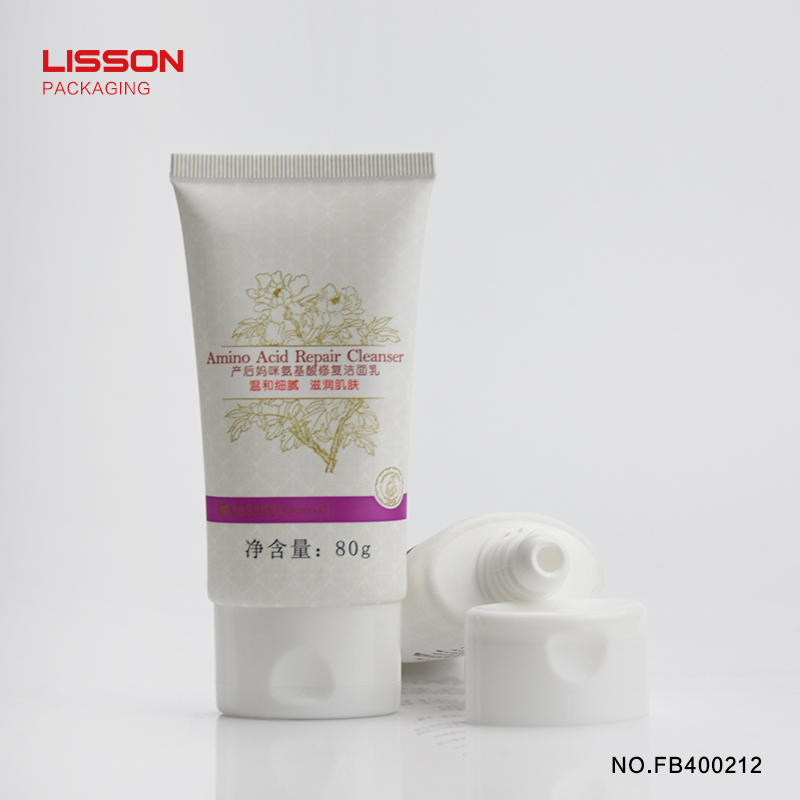 80ml Customized oval flat empty cosmetic cream tube with flip top cap 1