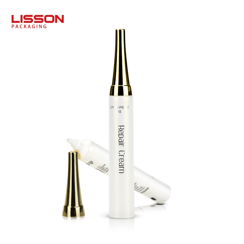 Tubo de PE con boquilla larga para crema de ojos vacía de 15 g, envase cosmético 1