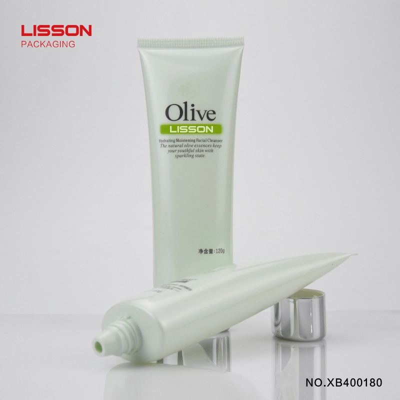 Envase de tubos de plástico ovalados para protección solar, de 120 ml, con tapón de rosca estampado en caliente. 1