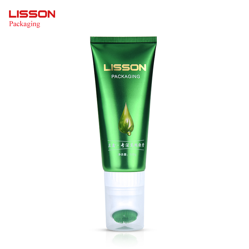 100g cosmetic packaging plastic tubes for facial cleanser with silicone brush applicator 5