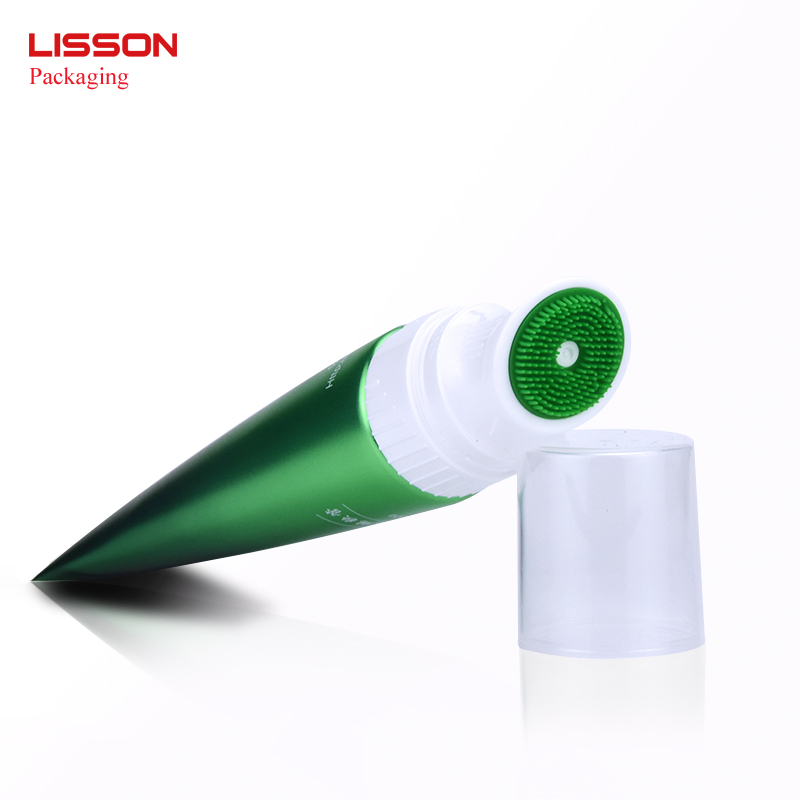 100g cosmetic packaging plastic tubes for facial cleanser with silicone brush applicator 3