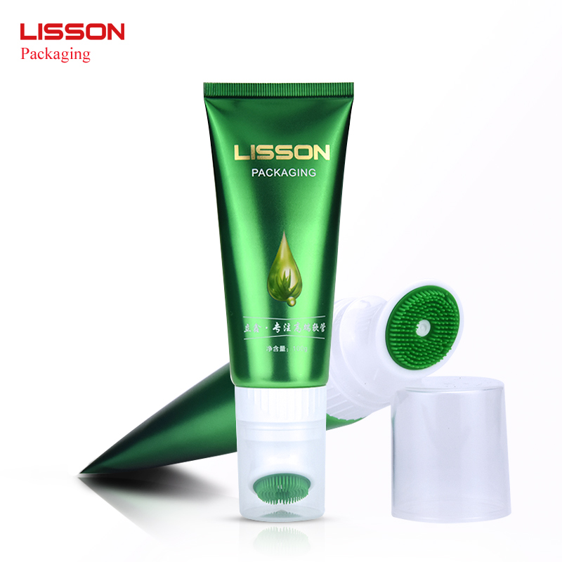 100g cosmetic packaging plastic tubes for facial cleanser with silicone brush applicator 1