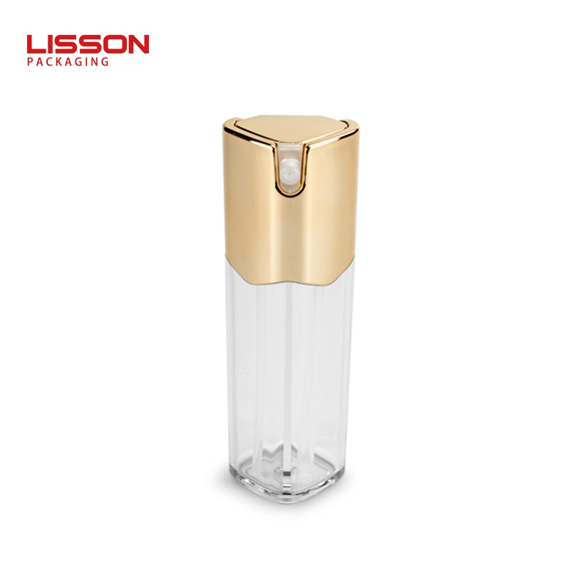 Botella de loción con bomba acrílica de doble cámara, vacía, de 25 ml + 25 ml, con un orificio. 1