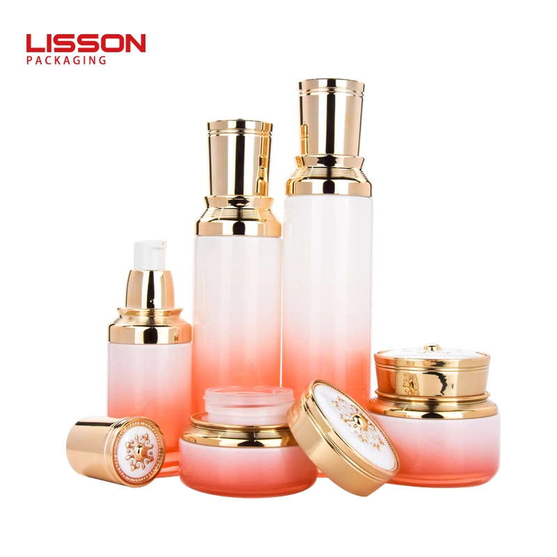 40ml - 120ml orange lotion pump bottle fancy glass cosmetic bottle set 1