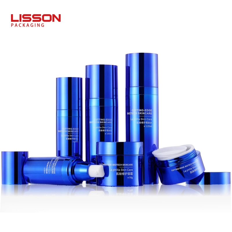 Bouteille en plastique PET à pompe airless métallique de luxe pour cosmétiques 1
