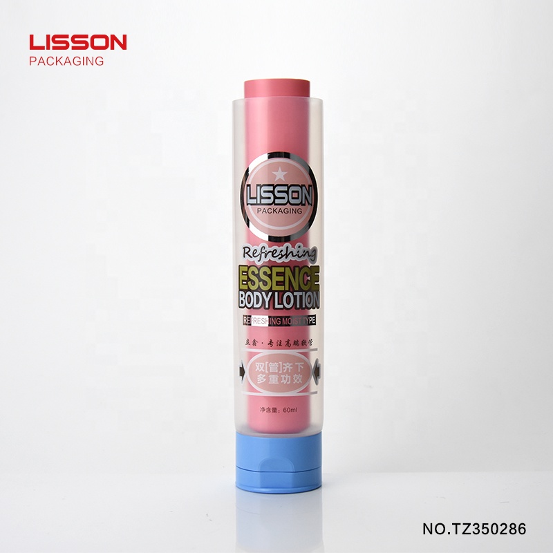 New design dual chamber squeeze tube packaging with double color flip top cap 2