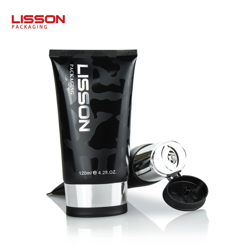 Tubo cosmético vacío OEM de 120 ml, color negro, para loción, para lavado facial. 1