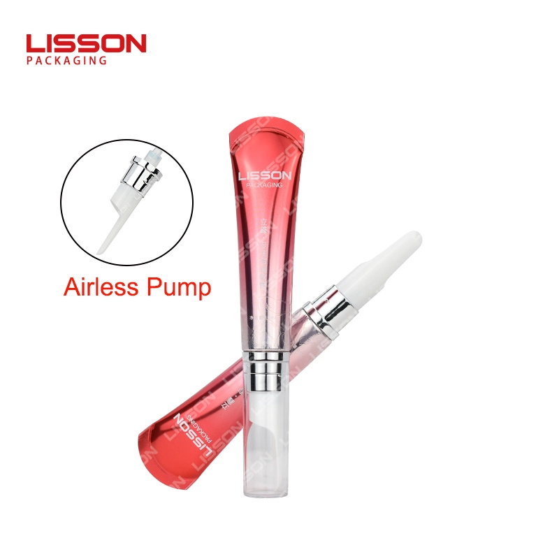 Tube en plastique souple pour crème contour des yeux avec pompe airless D19, emballage cosmétique 1