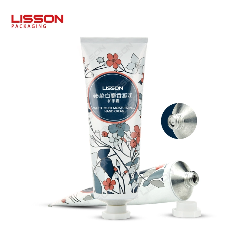 Tubo de aluminio exprimible para crema de manos D25, envase metálico plegable 1