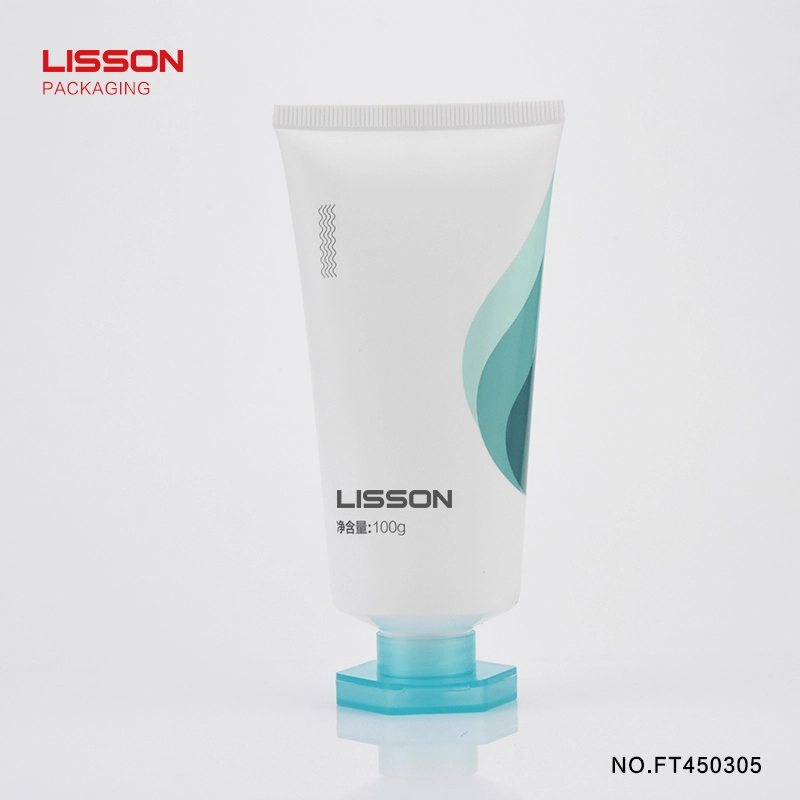 120g round empty face wash plastic cosmetic tube with hexagonal flip top cap 1