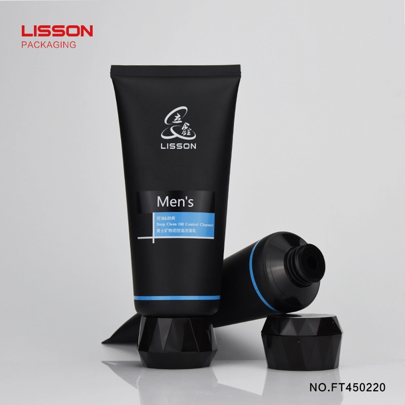 100ml  round empty men's cleaner plastic tube with diamond shape flip top cap 1