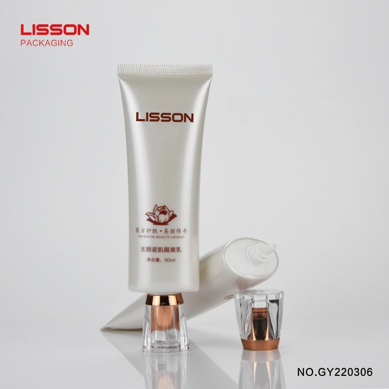 50ml oval make-up tube factory base plastic tube with round acrylic screw cap 1