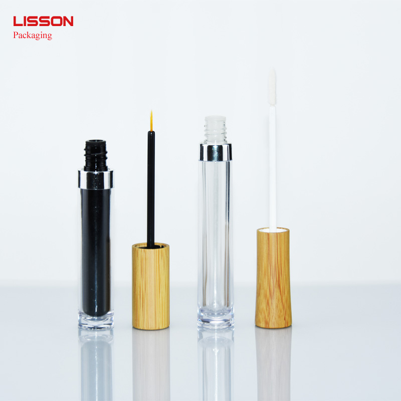 Custom 10ml Bamboo Cap Plastic Lip Gloss Tube Container OEM Service 1