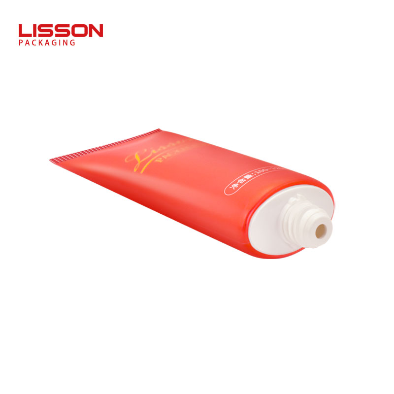 OEM Custom Red Color Oval Plastic CosmeticTube with Center Dispensing Cap 2